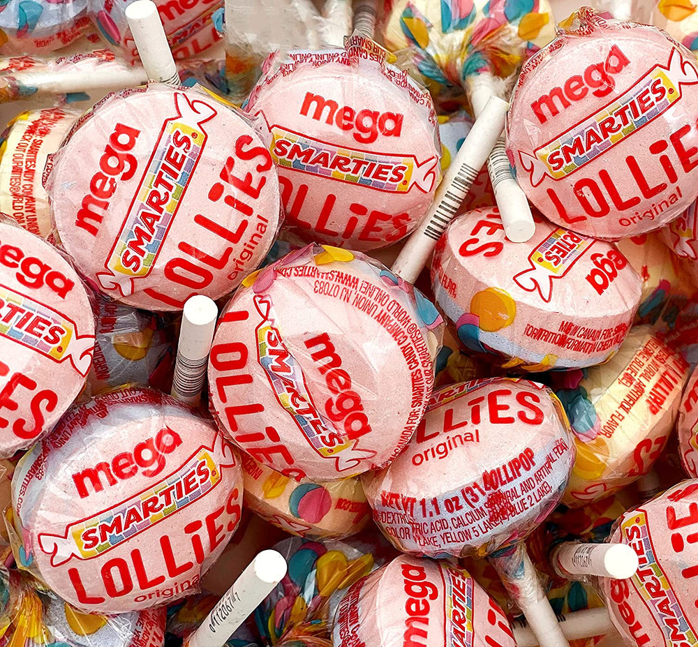Smarties Mega Lollipops, Vegan Hard Candy Pops, 30 Count, Bulk Pack, 2.2 Lbs - Crazy Outlet Candy Store