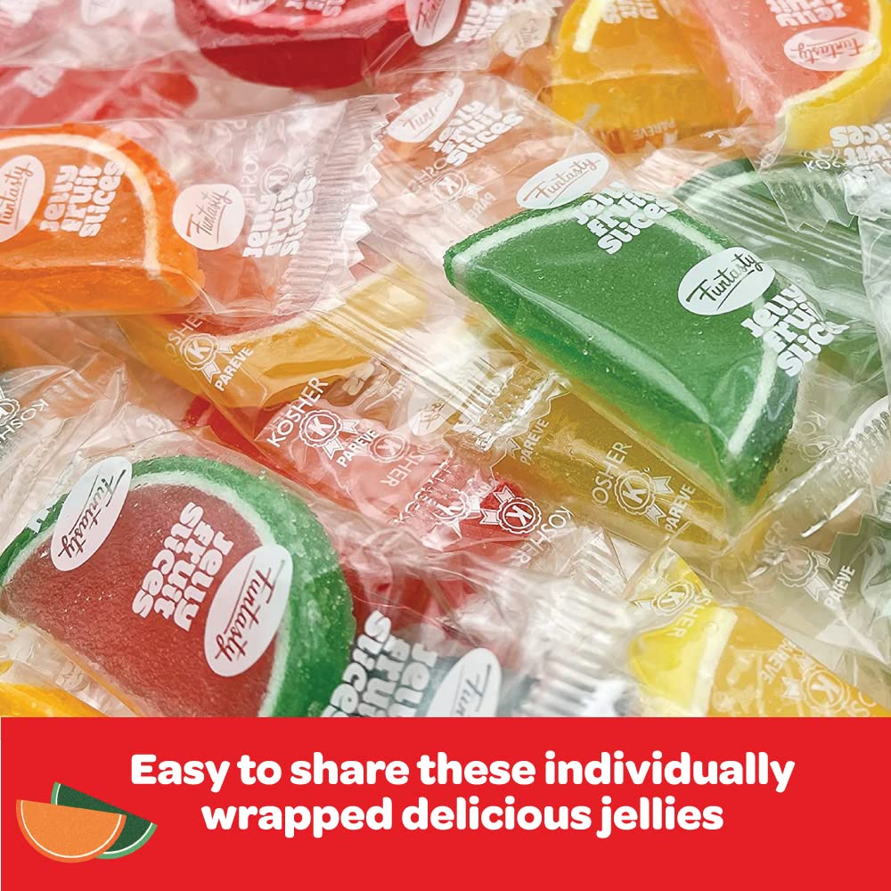 Funtasty Fruit Slices Jelly Candy, Individually Wrapped, Assorted Flavors Bulk Candy, 5 Pound Box - Crazy Outlet Candy Store