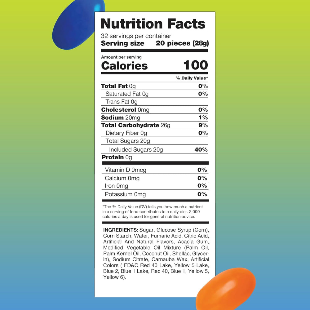 Sour Jelly Beans | 2 Pound Bulk Pack | Tart Fruit Flavored Candy - Crazy Outlet Candy Store