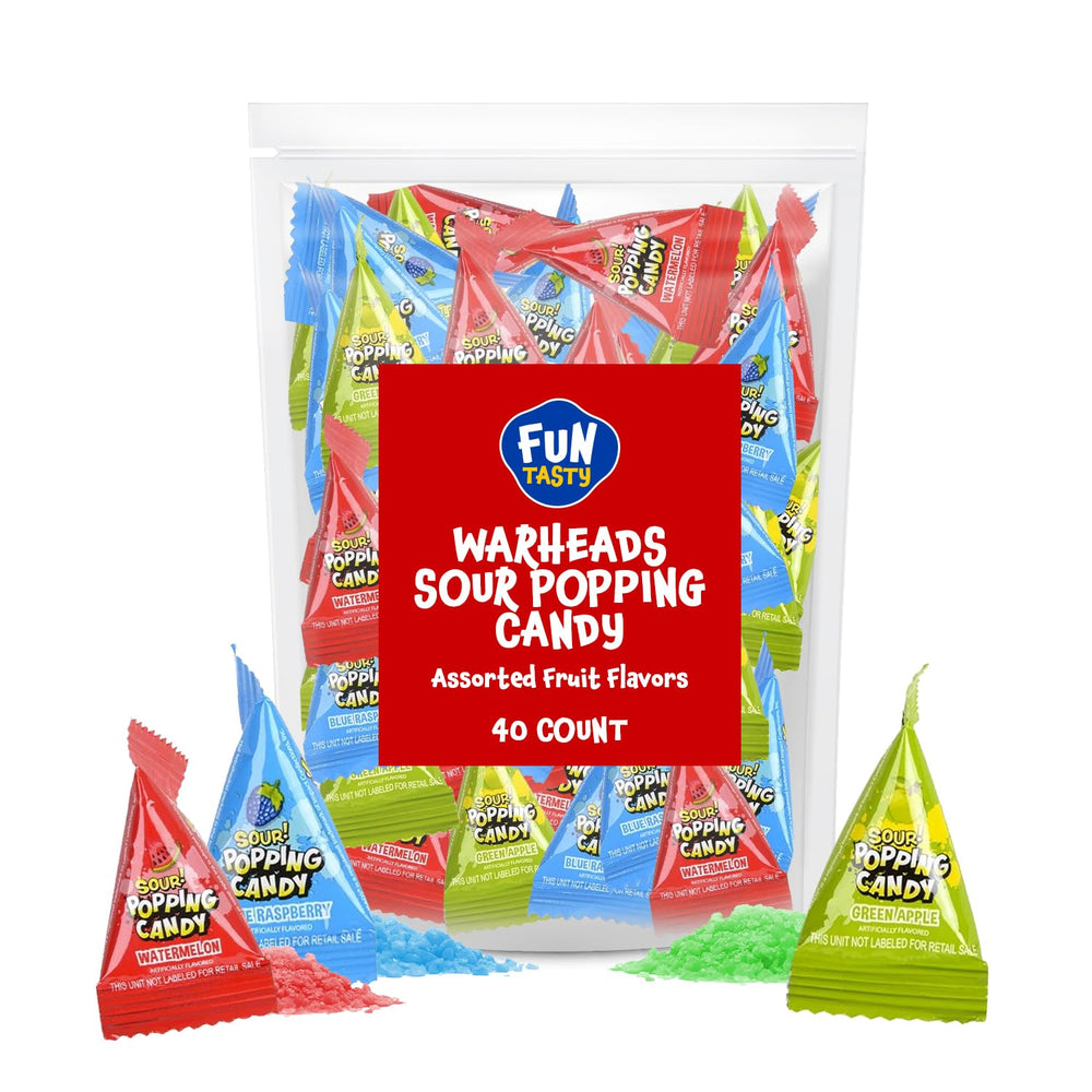 Warheads Sour Popping Candy | 40 Count Bag | Assorted Fruit Flavors - Crazy Outlet Candy Store