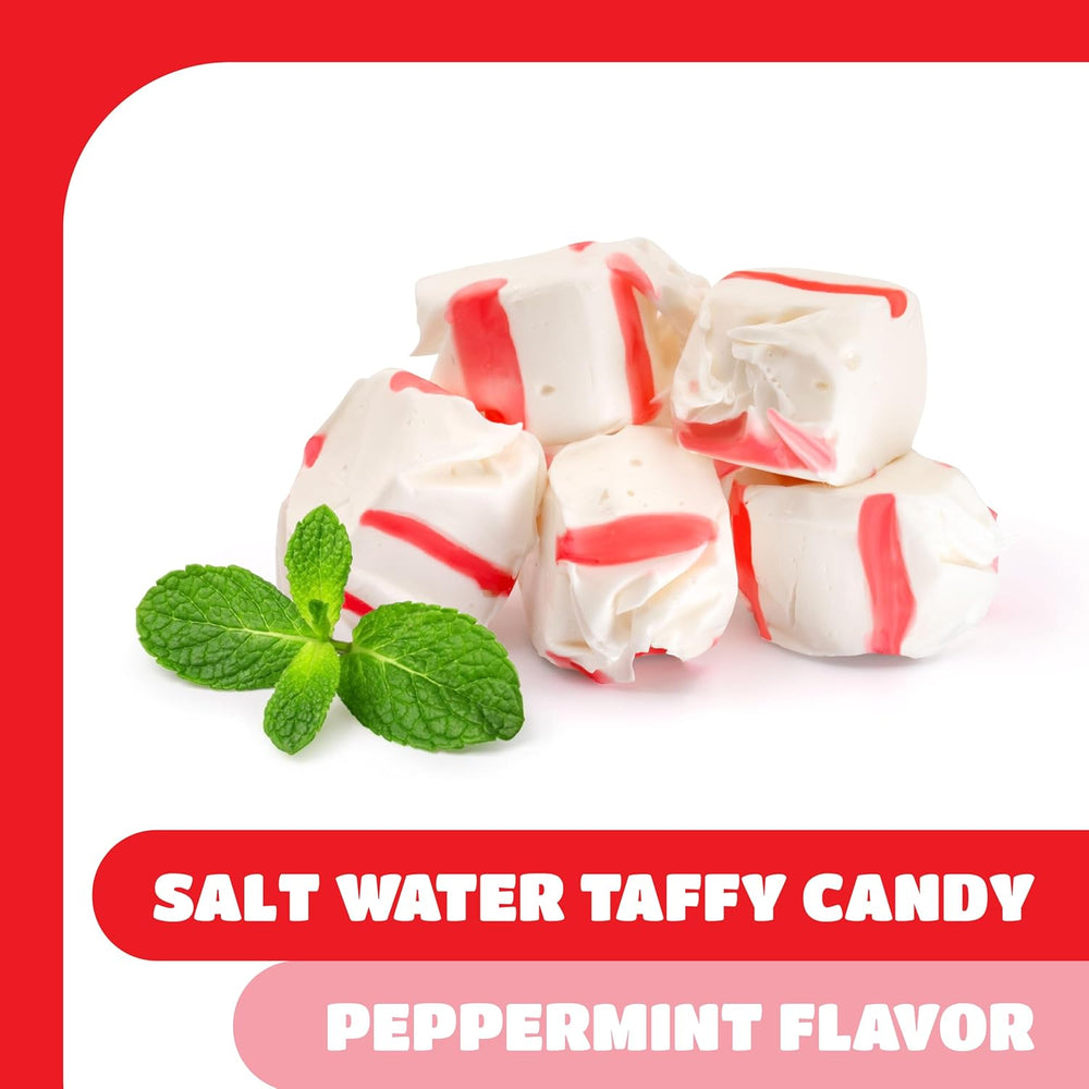 Salt Water Taffy Candy | 1 Pound | Soft Peppermint Candy | Old Fashioned Peppermint Taffy Individually Wrapped - Crazy Outlet Candy Store