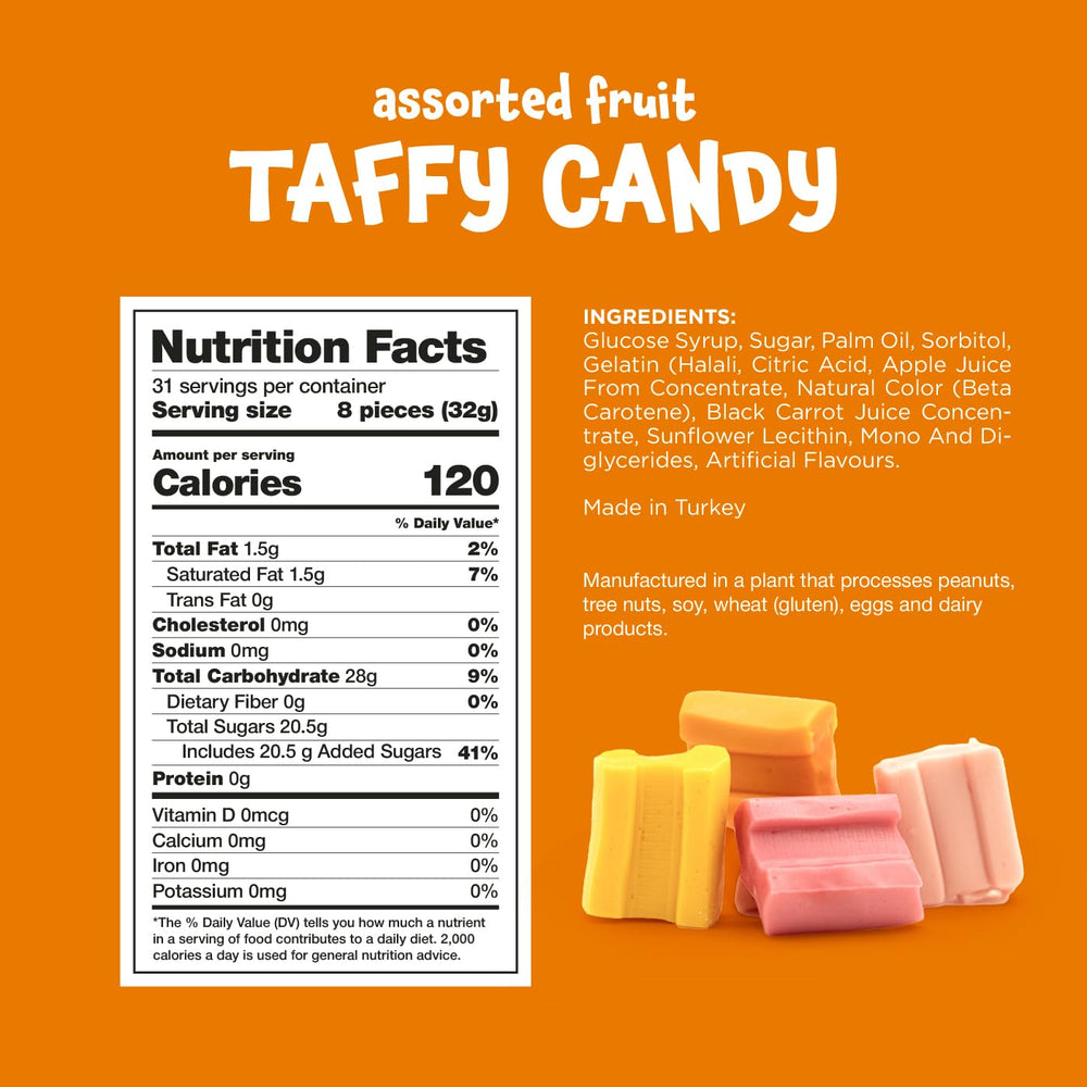 Fruit Taffy Candy, Assorted Flavors, 2.2-Pound Bag (About 240 Count)