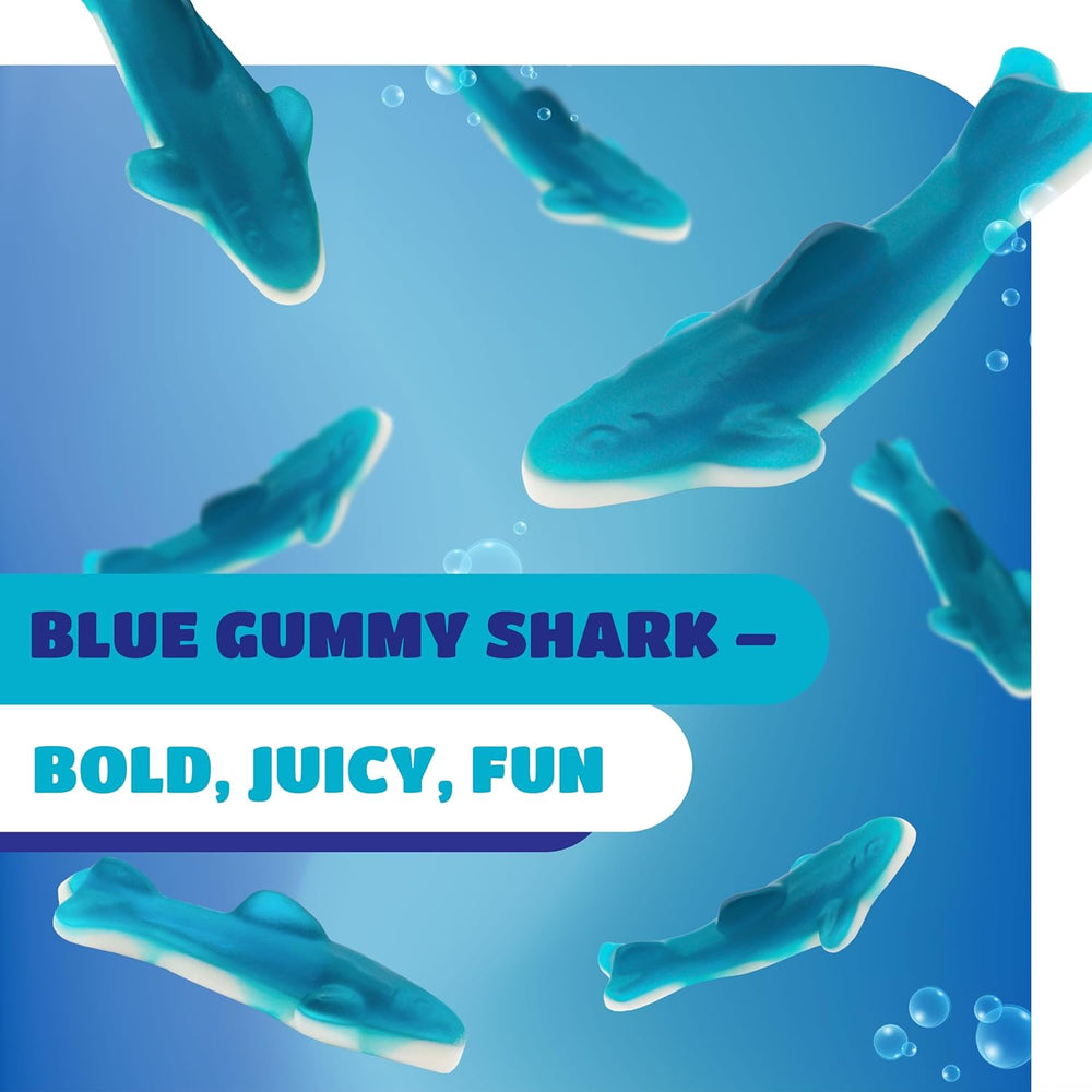 Blue Sharks Gummy Candy | 2 Pound Bulk Bag | Blue Raspberry Shark Gumm Crazy Outlet Candy Store Blue Sharks Gummy Candy | 2 Pound Bulk Bag | Blue Raspberry Shark Gumm Crazy Outlet Candy Store