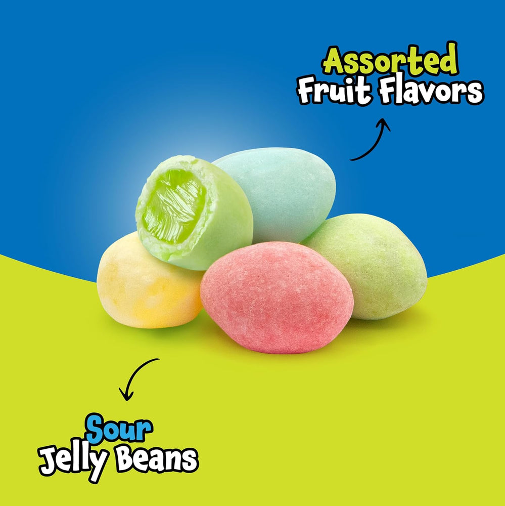 Sour Jelly Beans - 120 Mini Pouches (28 Oz) - Cherry, Apple, Lemon, Blue Raspberry - Halloween Candy Individually Wrapped - Sour Candies for Classroom Rewards & Party Favors by Funtasty - Crazy Outlet Candy Store