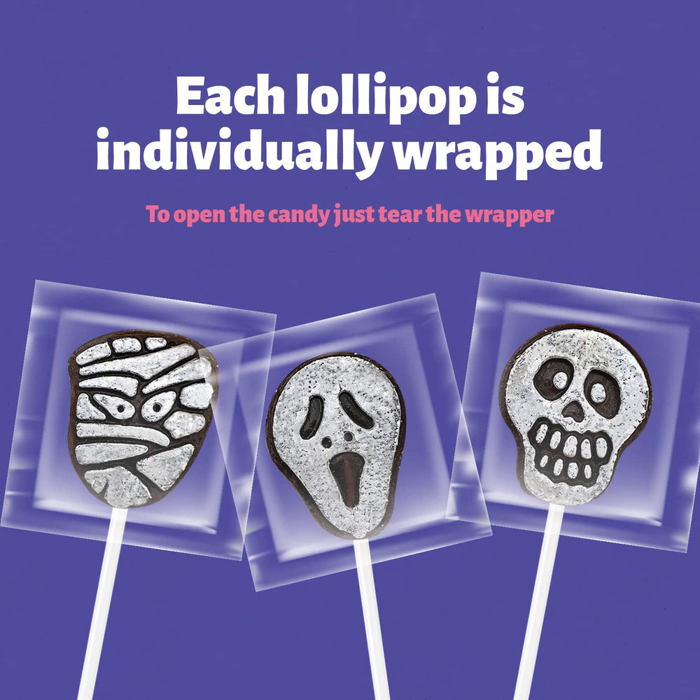
            
                Load image into Gallery viewer, Funtasty Icing Tattoo Halloween Lollipops  Cola Flavored Hard Candy, Bulk 2 Pounds (110 Count)
            
        