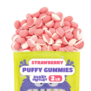 Strawberry Puffy Gummy Candy | 2 Pound Pack | Pink Cloud Candy for Baby Showers and Party Favors - Crazy Outlet Candy Store