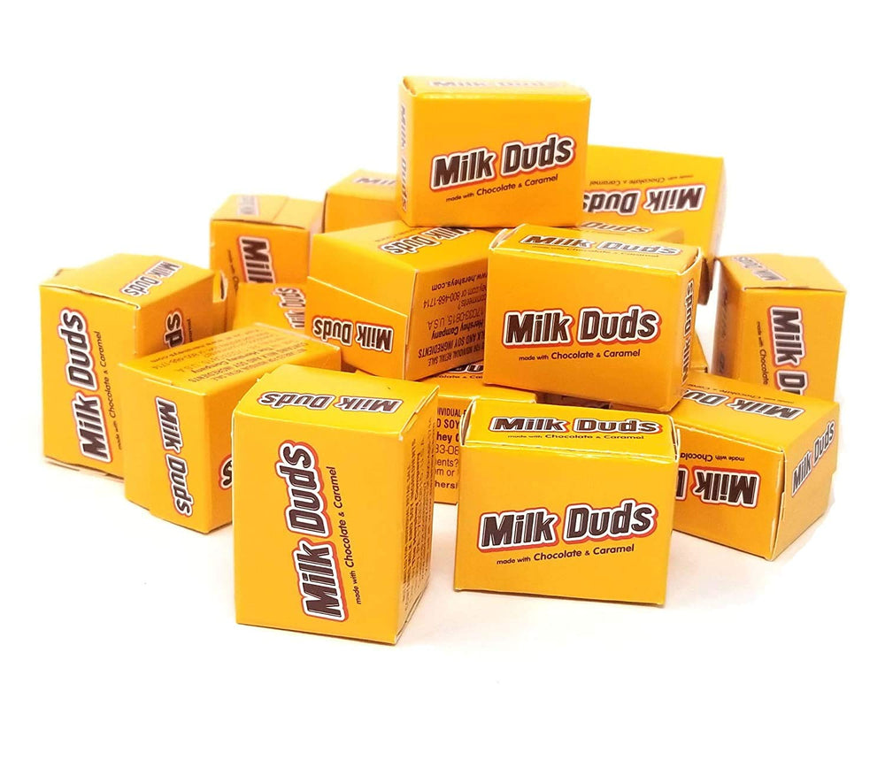 Milk Duds Candy, Caramel in Milk Chocolate Snack Size Mini Boxes, Bulk Pack