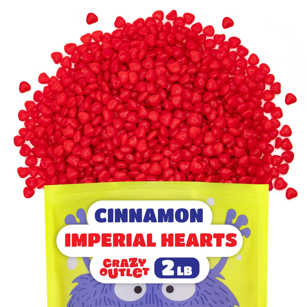 Cinnamon Imperial Hearts |2 Pound Bulk Pack | Red Hard Candy with Spicy Flavor - Crazy Outlet Candy Store