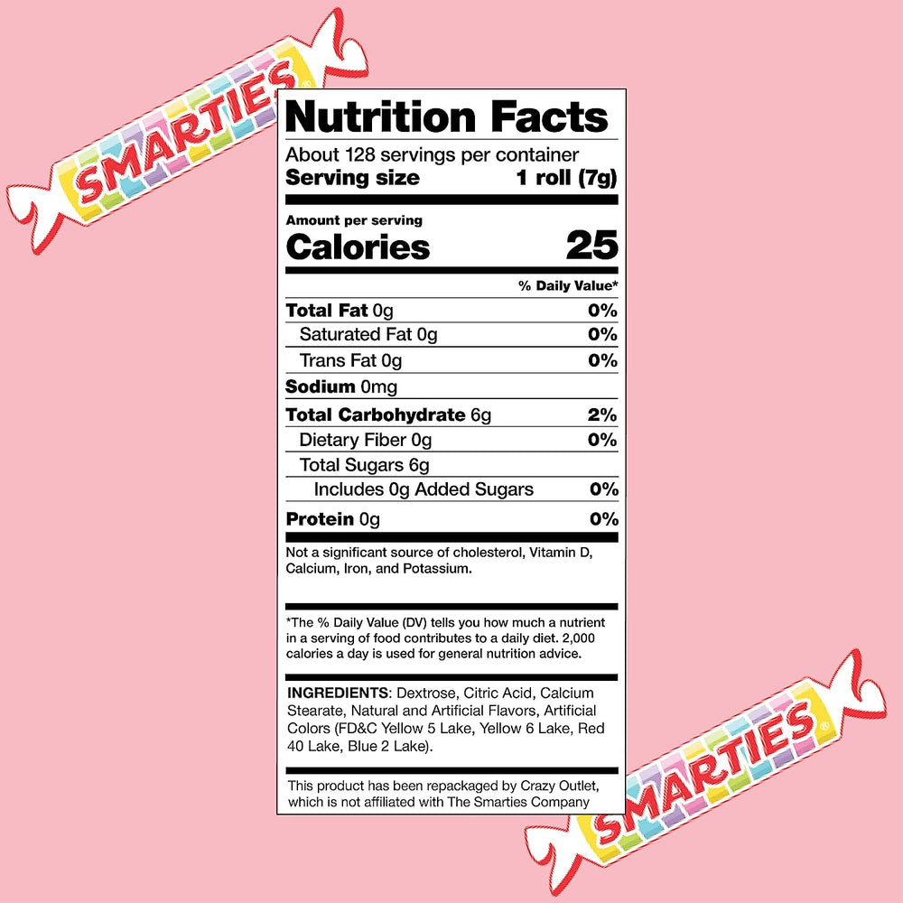 Smarties Tropical Rolls Vegan, Gluten Free Candy, Bulk Pack, 2 Lbs - Crazy Outlet Candy Store