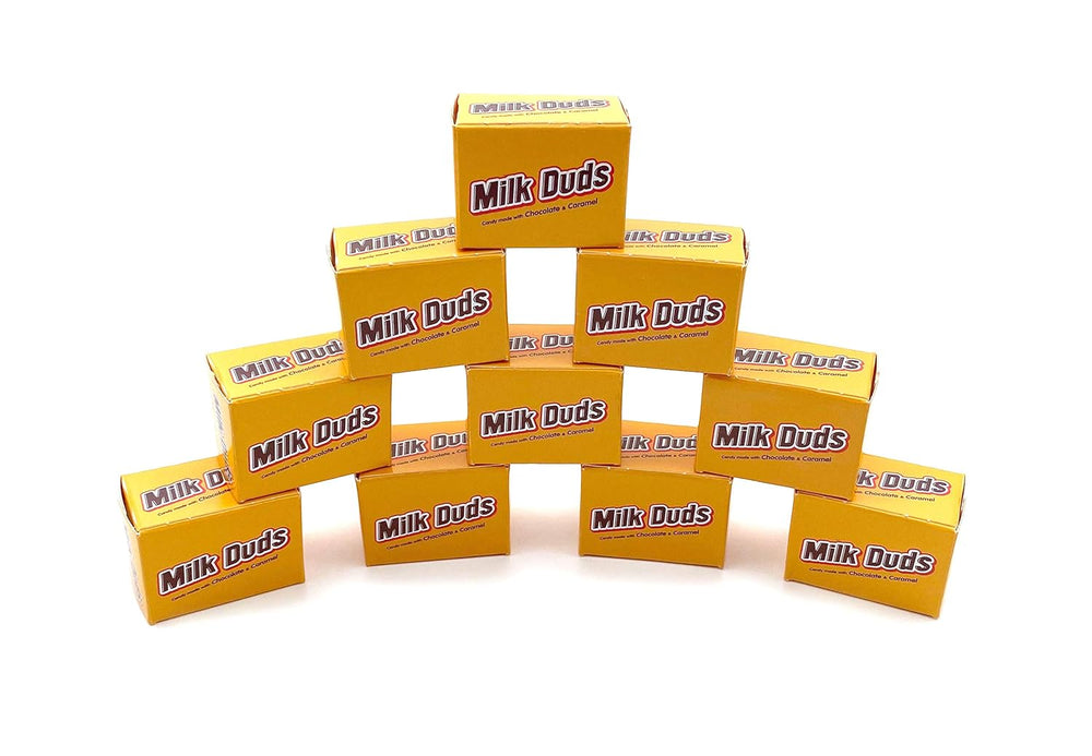 Milk Duds Candy, Caramel in Milk Chocolate Snack Size Mini Boxes, Bulk Pack