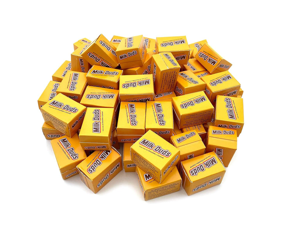 Milk Duds Candy, Caramel in Milk Chocolate Snack Size Mini Boxes, Bulk Pack