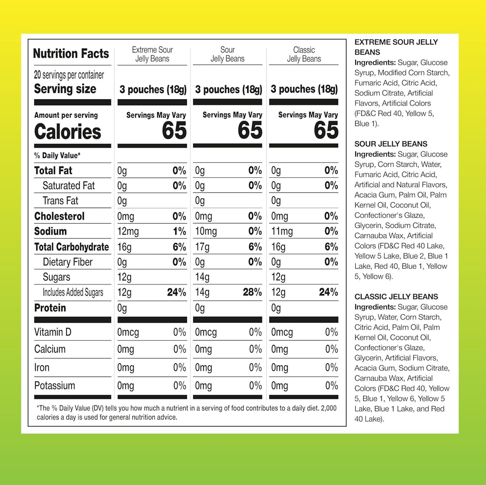 Jelly Beans Variety Pack - 60 Mini Pouches (12 Oz) - Sour, Classic, Extreme Sour Candies - Individually Wrapped Candy for Classroom Rewards & Party Favors by Funtasty