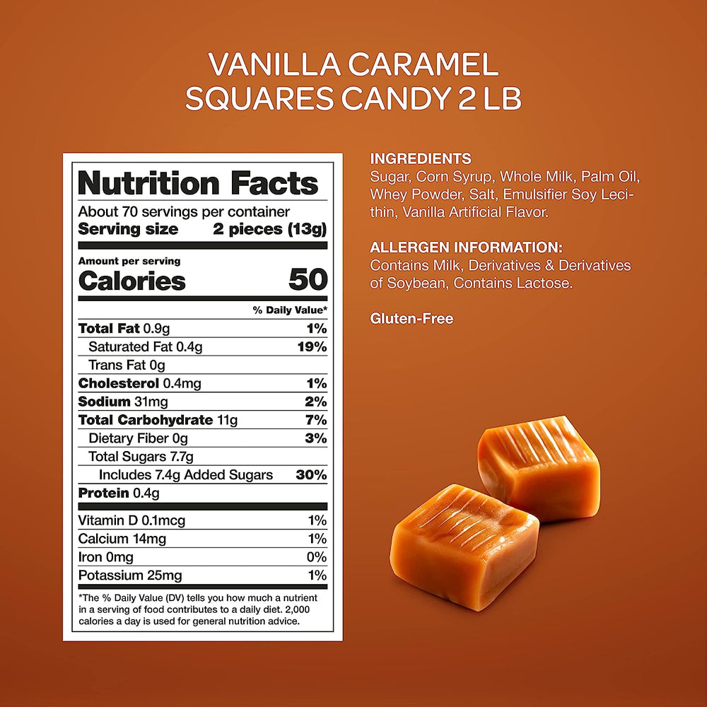 
            
                Load image into Gallery viewer, Funtasty Vanilla Caramel Squares Candy, Bulk Pack 2 Pounds
            
        