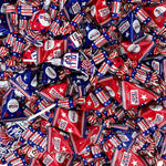 Patriotic Candy Assortment, Independence Day, July 4th - Chocolate Caramels, Lollipops, Popping Rocks Pouches - Crazy Outlet Candy Store