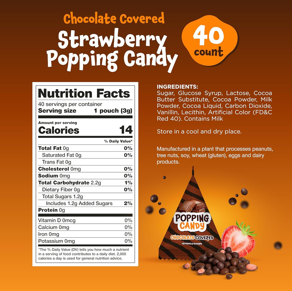 Popping Candy Bulk - 40 Mini Pouches - Chocolate Covered Popping Rocks ...