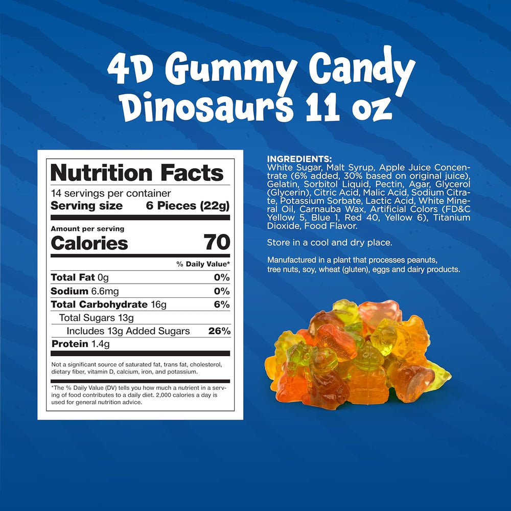 Funtasty 3D Dinosaurs Gummy Candy, Fruit Flavors, 11-Ounce Pack - Crazy Outlet Candy Store