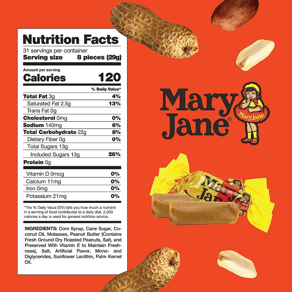 Mary Jane Taffy Retro Candy, Bulk Pack, 2 Pounds