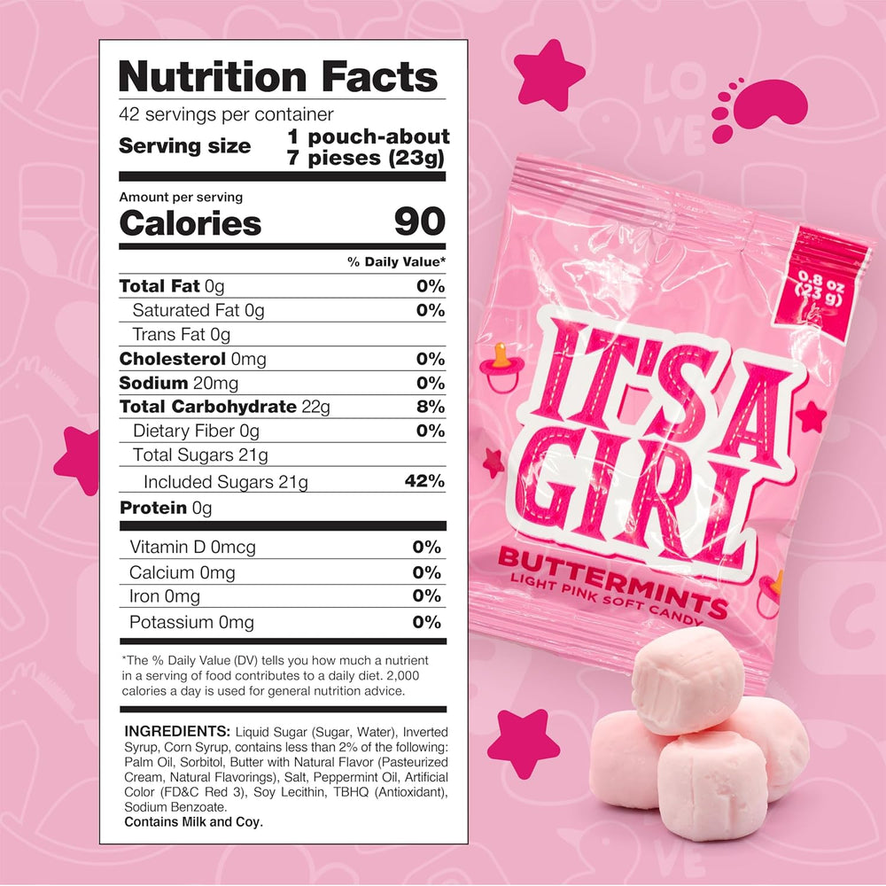 Pink Buttermints Pink Buttermints Candy - It's a Girl Party Favors, 0.8-Ounce Pouch (42 ...