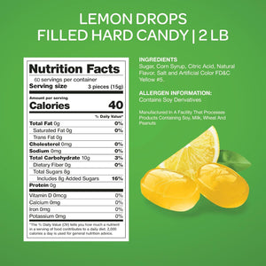Lemon Drops | 2-Pound Pack | Filled Hard Candy - Crazy Outlet Candy Store