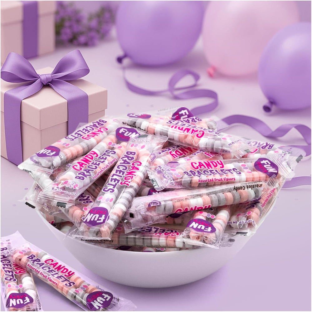 Party Candy Bracelets - 21 Ounce Bag (40 Cnt) - Fruit Flavors - Individually Wrapped - Jewelry Candy for Goodie Bags, Classroom Rewards, and Kids' Celebrations by Funtasty
