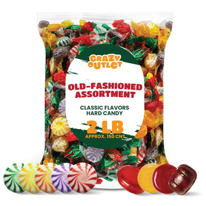 Hostess Old-Fashioned Hard Candy Assortment | 2 Pound Pack | Strawberry Bon Bons, Butterscotch, Cinnamon, Root Beer, Fruit Pinwheels - Crazy Outlet Candy Store