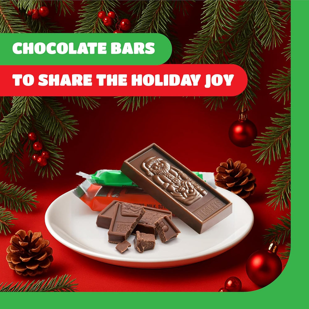 Milk Chocolate Santa Bars - 2 Pound Bulk Bag - Christmas Candy Individually Wrapped - Holiday Candy - Santa Stocking Stuffers - Classic Christmas Treats