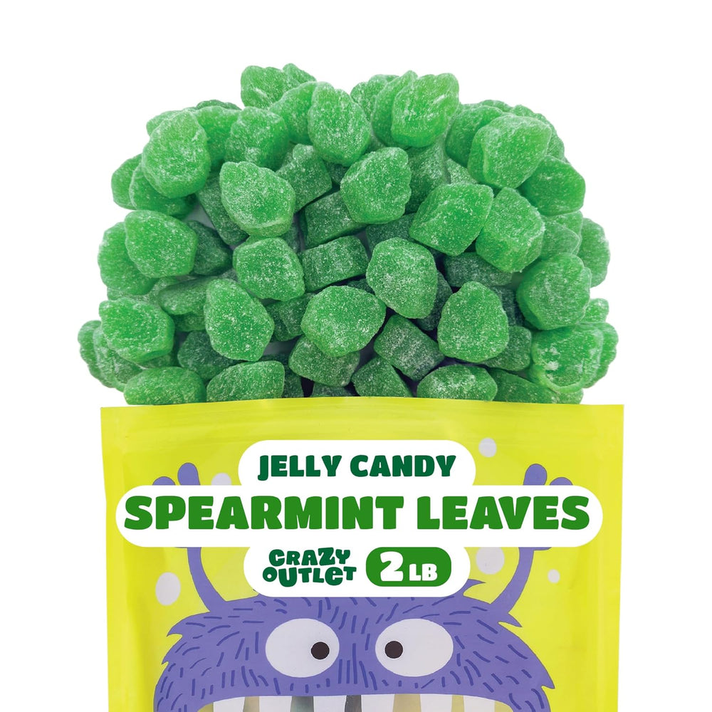 Spearmint Leaves Jelly Candy | 2 Pound Bulk Bag | Classic Spearmint Candy - Crazy Outlet Candy Store