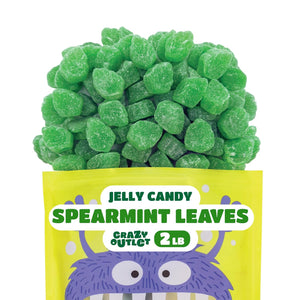 Spearmint Leaves Jelly Candy | 2 Pound Bulk Bag | Classic Spearmint Candy - Crazy Outlet Candy Store