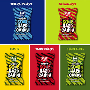 Extreme Sour Hard Candy Mix | 2 Pound Pack | Strawberry, Blue Raspberry, Black Cherry, Lemon, Green Apple - Crazy Outlet Candy Store