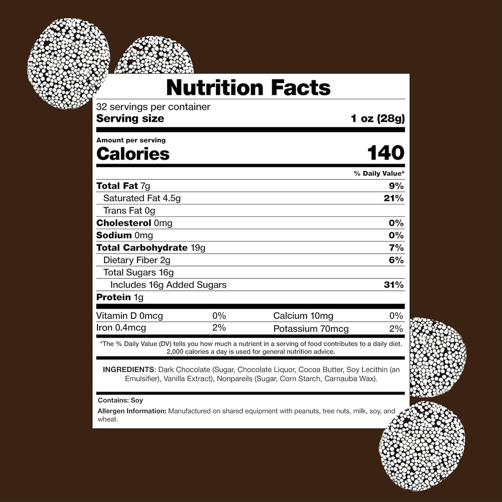 Semisweet Dark Chocolate Nonpareils Candy, Bulk Pack, 2 Pounds