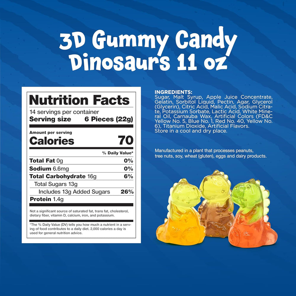 Funtasty 3D Dinosaurs Gummy Candy, Fruit Flavors, 11-Ounce Pack – Crazy ...