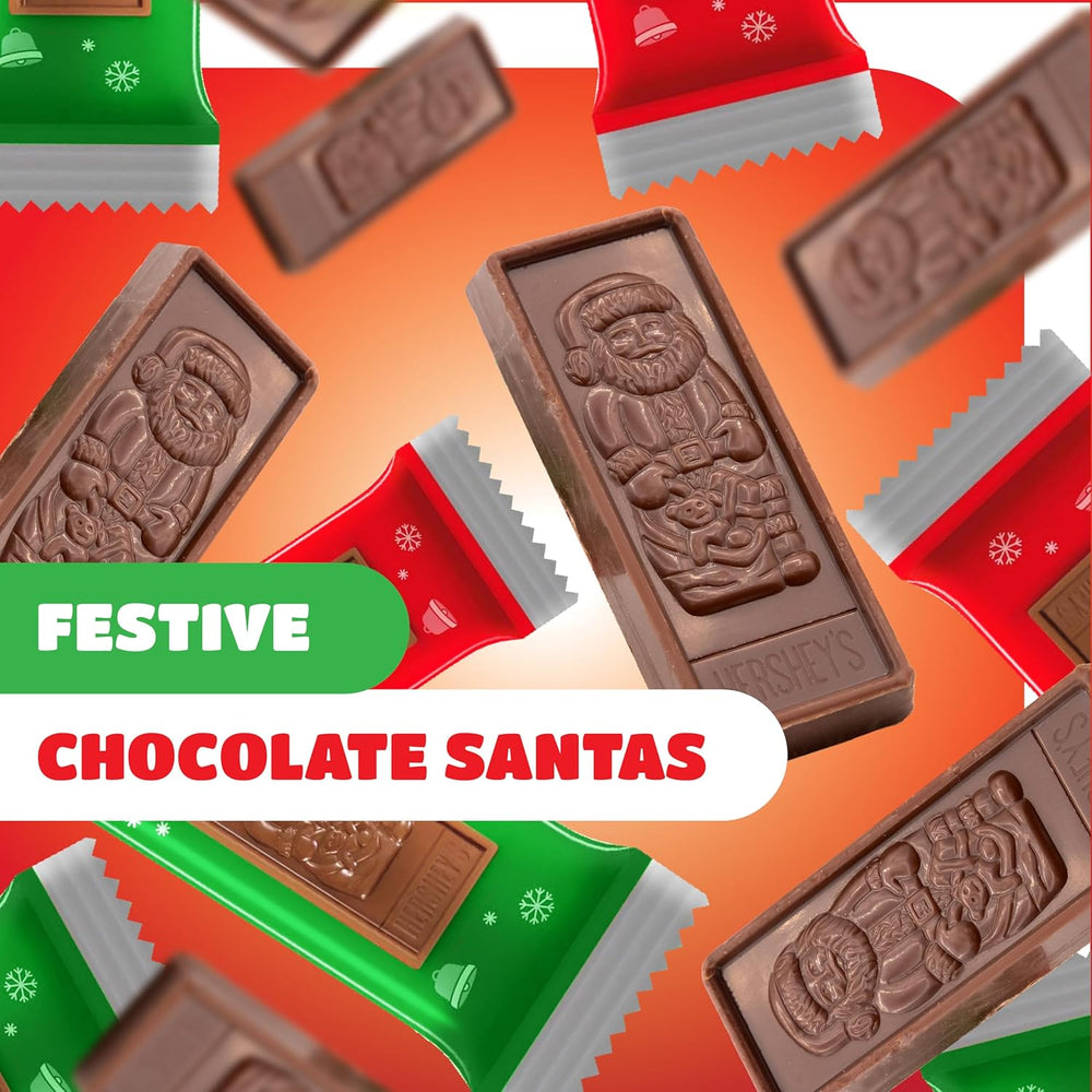 Milk Chocolate Santa Bars - 2 Pound Bulk Bag - Christmas Candy Individually Wrapped - Holiday Candy - Santa Stocking Stuffers - Classic Christmas Treats