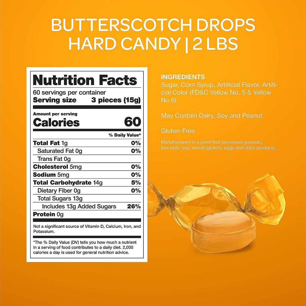 Butterscotch Disks Hard Candy Drops, Bulk Pack - Crazy Outlet Candy Store