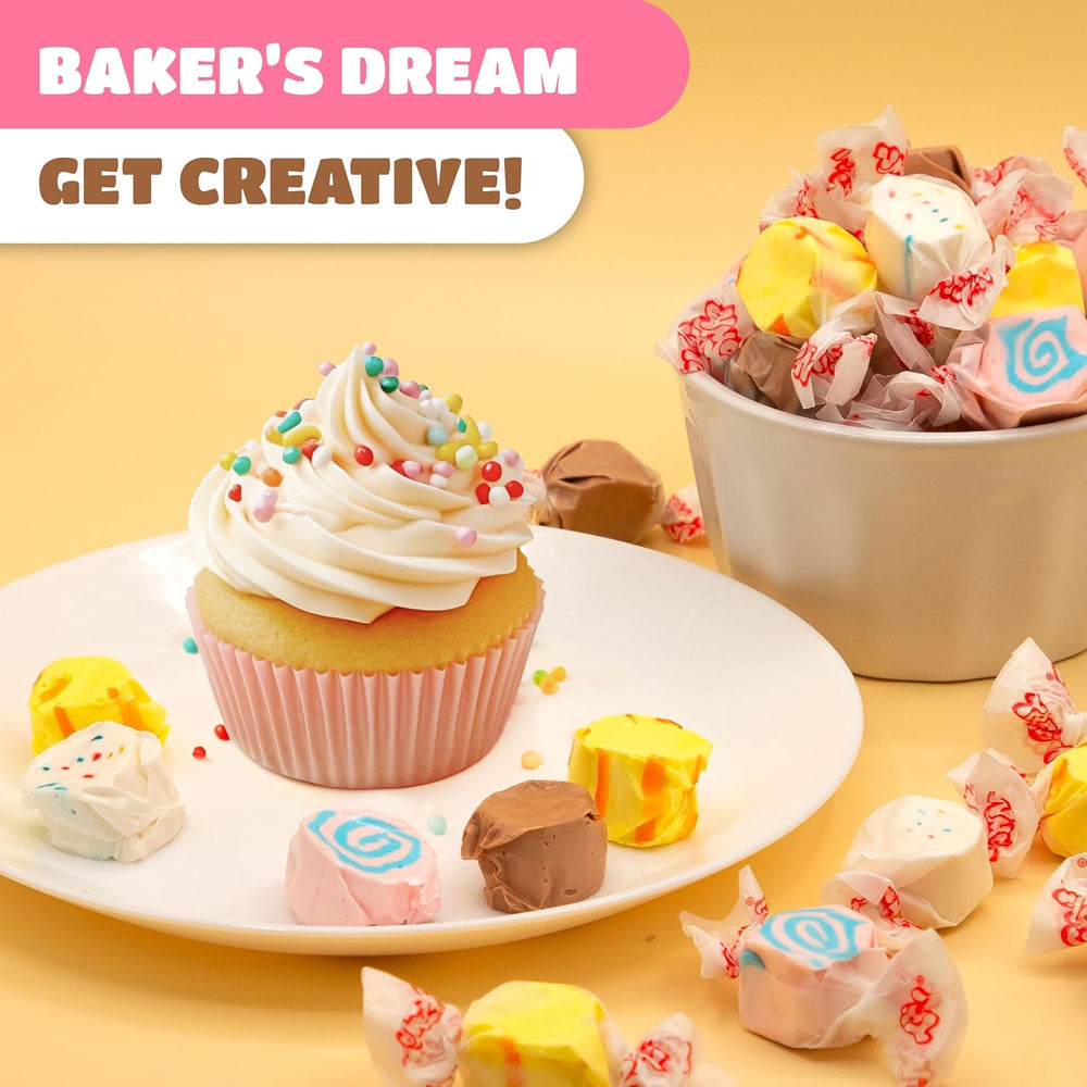 Salt Water Taffy Candy Mix | 1 Pound Pack | Chocolate, Banana, Frosted Cupcake, Cotton Candy Flavors - Crazy Outlet Candy Store