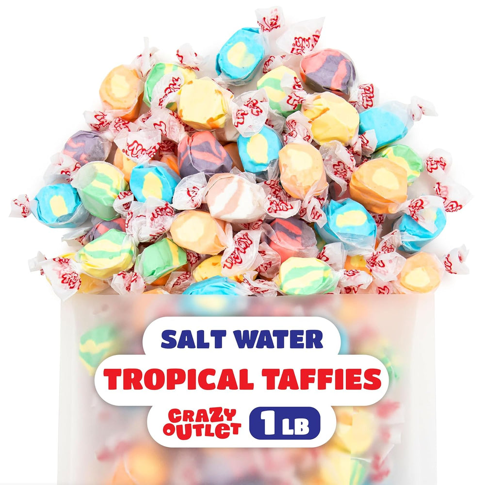 Salt Water Taffy Candy Mix | 1 Pound Bag | Assorted Tropical Fruit Flavors - Crazy Outlet Candy Store