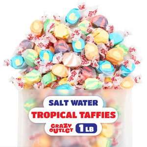 Salt Water Taffy Candy Mix | 1 Pound Bag | Assorted Tropical Fruit Flavors - Crazy Outlet Candy Store