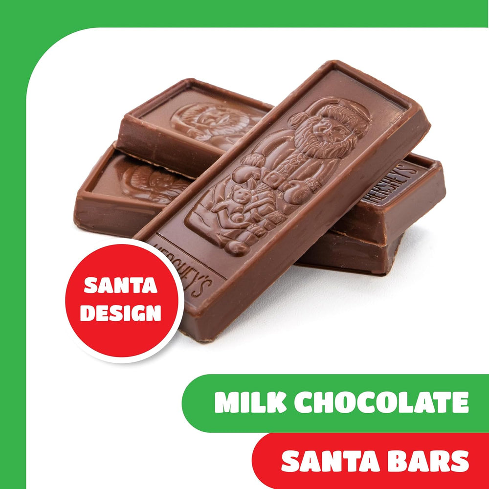 Milk Chocolate Santa Bars - 2 Pound Bulk Bag - Christmas Candy Individually Wrapped - Holiday Candy - Santa Stocking Stuffers - Classic Christmas Treats