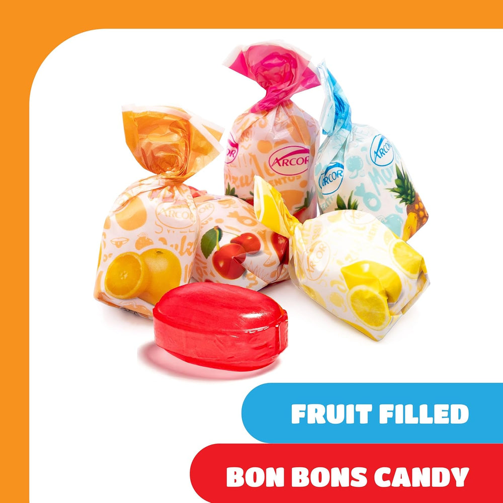 Arcor Fruit Filled Hard Candy | Bon Bons Candy with Pineapple, Strawberry, Orange, Cherry, and Lemon Flavors - Crazy Outlet Candy Store