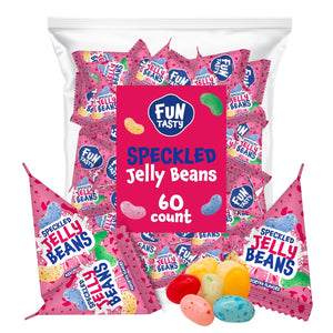 Easter Candy - Funtasty Tiny Speckled Jelly Beans, Assorted Fruit Flavors, Individually Wrapped, 60 Count Pack (12 Ounces) - Crazy Outlet Candy Store