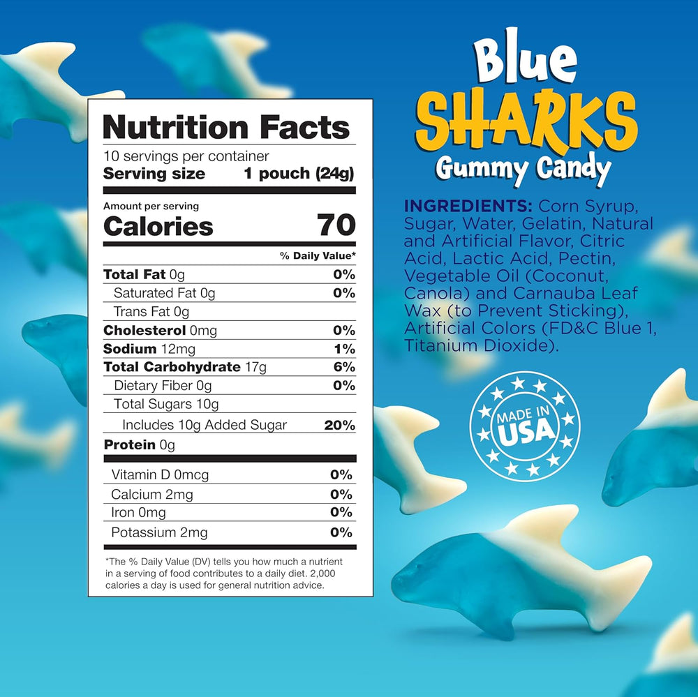 Gummy Sharks - 10 Packs - Blue Shark Gummies Individually Wrapped - Ra ...