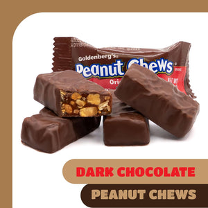 Goldenberg's Peanut Chews Original Dark Chocolate Candy | 2 Pound Pack | Individually Wrapped, Fun Size - Crazy Outlet Candy Store