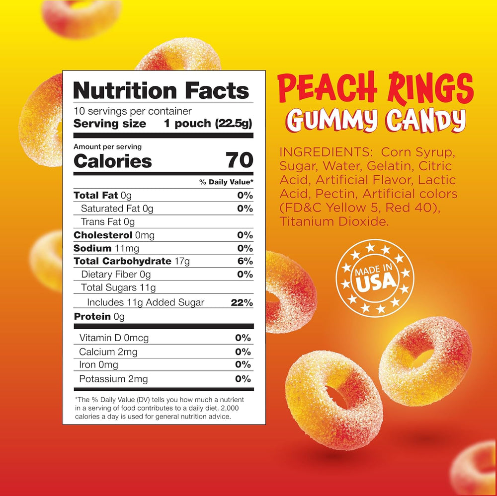 Peach Rings - 10 Packs - Peach Gummy Candies Individually Wrapped - Sw ...