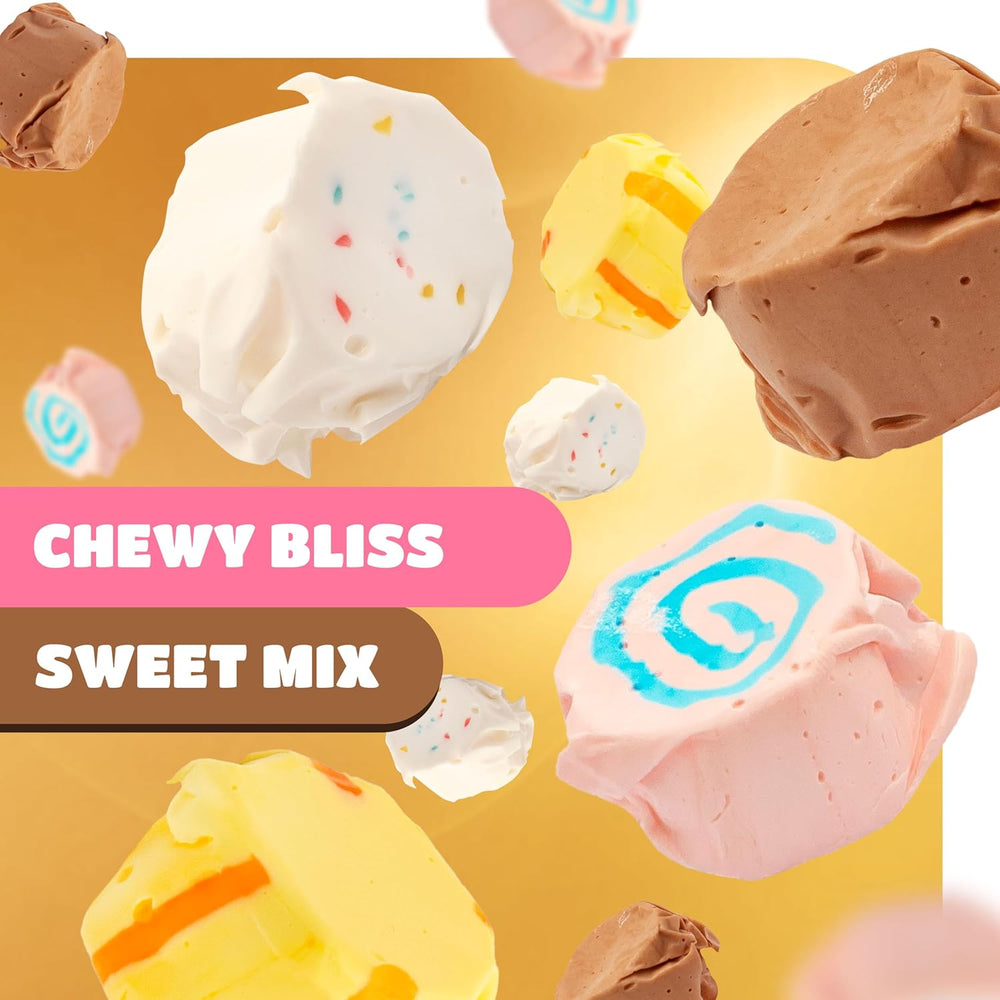 Salt Water Taffy Candy Mix | 1 Pound Pack | Chocolate, Banana, Frosted Cupcake, Cotton Candy Flavors - Crazy Outlet Candy Store