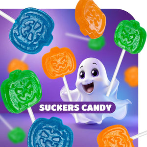 Halloween Lollipops | 2 Pound Box | Halloween Candy Bulk | Pumpkin Suckers | Trick or Treat Candy