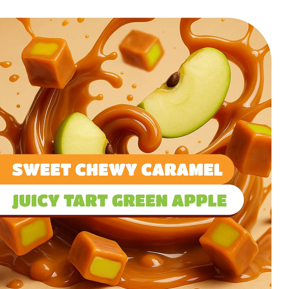 Caramel Cubes Candy | Green Apple Filling | 2-Pound Pack