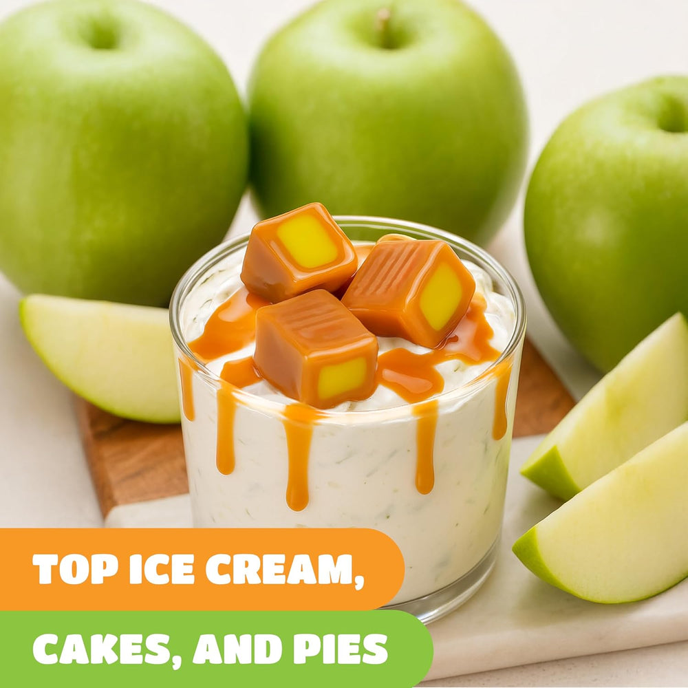 Caramel Cubes Candy | Green Apple Filling | 2-Pound Pack