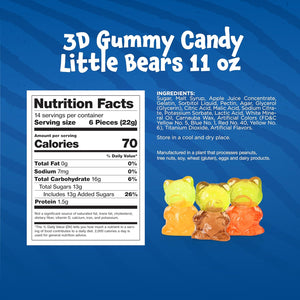 Funtasty 3D Gummy Bears Candy, Assorted Fruit Flavors, 11-Ounce Pack - Crazy Outlet Candy Store