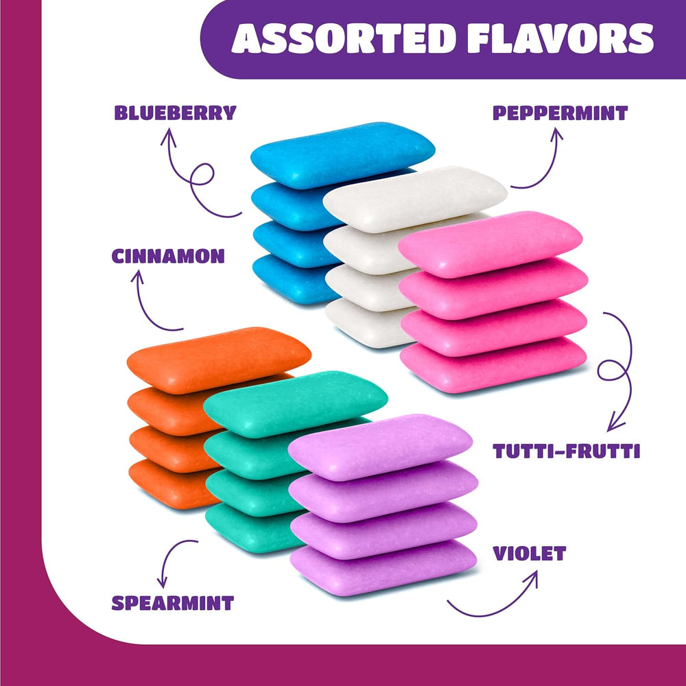 Mexican Original Chewing Gum - 2 Pound Pack (180 Mini Pouches) - Assorted Flavors Gum Bulk - Spearmint, Tutti-Frutti, Cinnamon, Blueberry & Violet - Crazy Outlet Candy Store