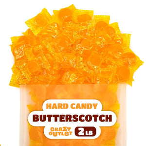 Butterscotch Hard Candy | 2 Pound Bulk Pack | Individually Wrapped Yellow Candies - Crazy Outlet Candy Store