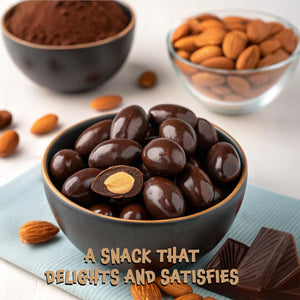 Dark Chocolate Almonds - 2 Pound Bulk Pack - Whole Dry Roasted Dark Chocolate Covered Almonds - Candy for Office, Buffets, Snacking & Gifting - Classic Coated Nuts